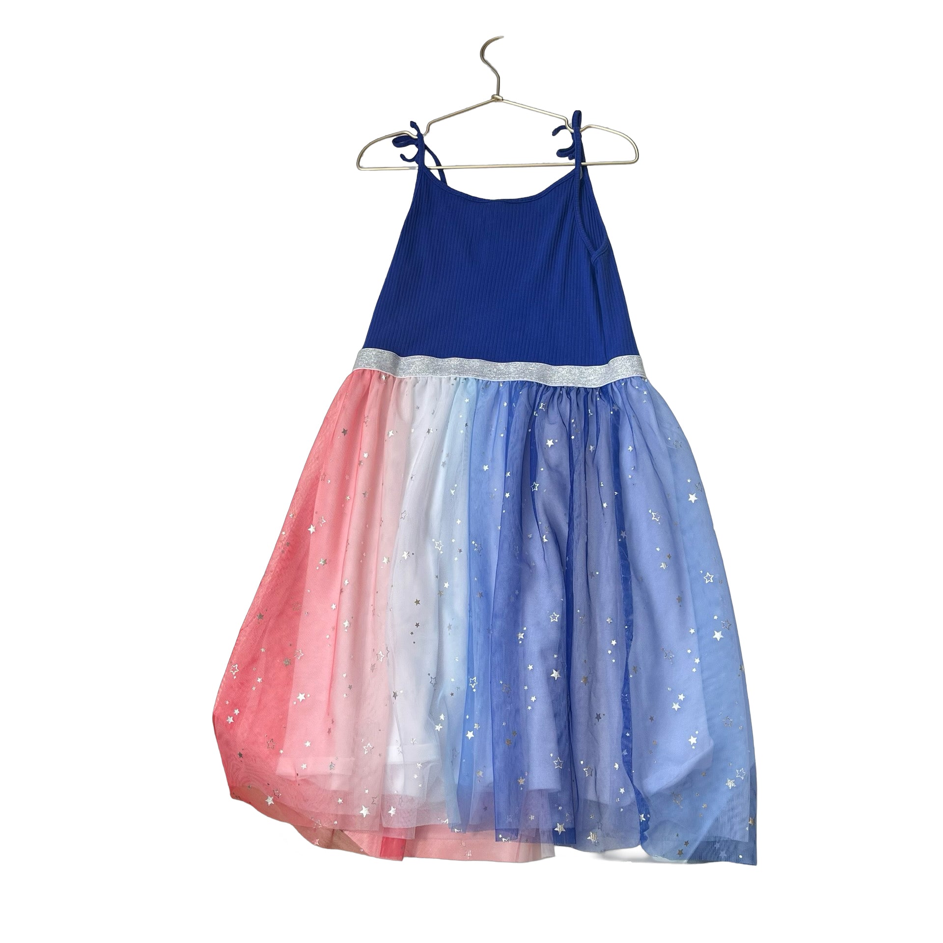 Jumping Beans Blue, Red & White Star Tulle Sleeveless Dress - Size 10 - Bounce Mkt