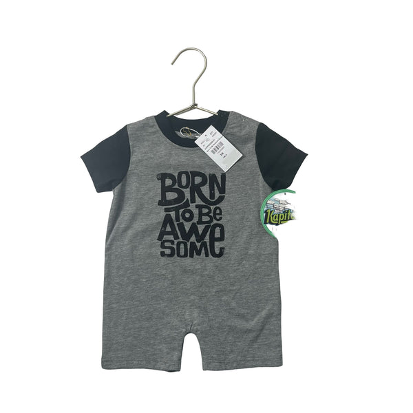 Kapital K Gray & Black 'Born To Be Awesome' Romper with Tags - Size 3 - 6 Mo - Bounce Mkt