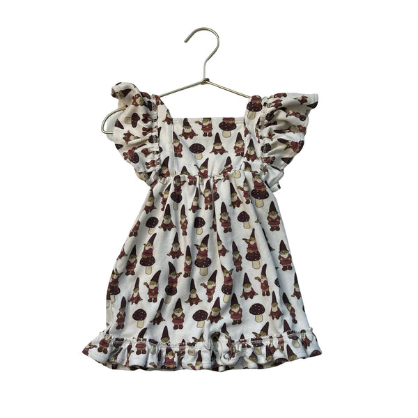 Kate Quinn Ivory & Brown Gnome & Mushroom Sleeveless Romper - Size 12 - 18 Mo - Bounce Mkt