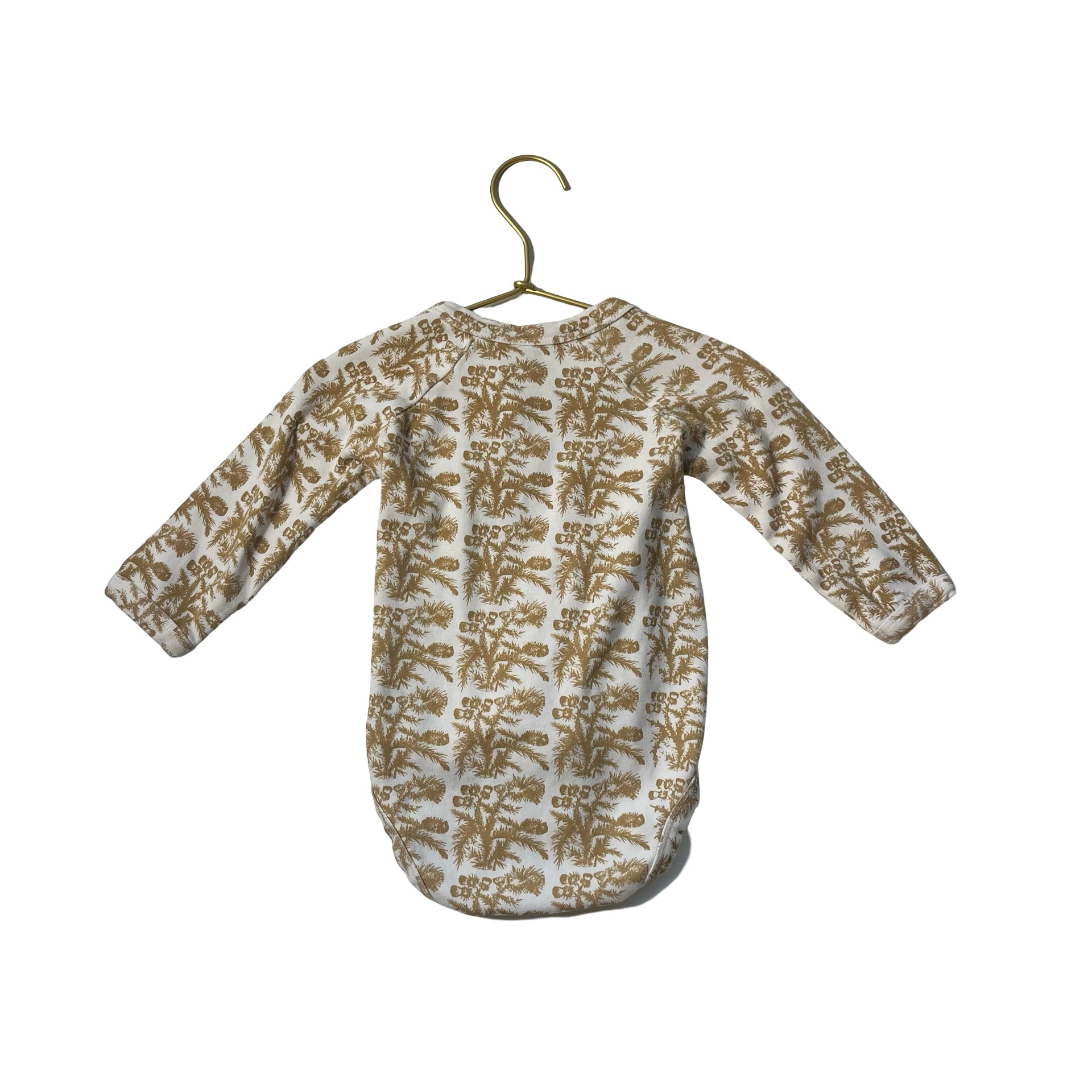 Kate Quinn Ivory & Brown Plant Print Long Sleeve One Piece - Size 12 - 18 Months - Bounce Mkt