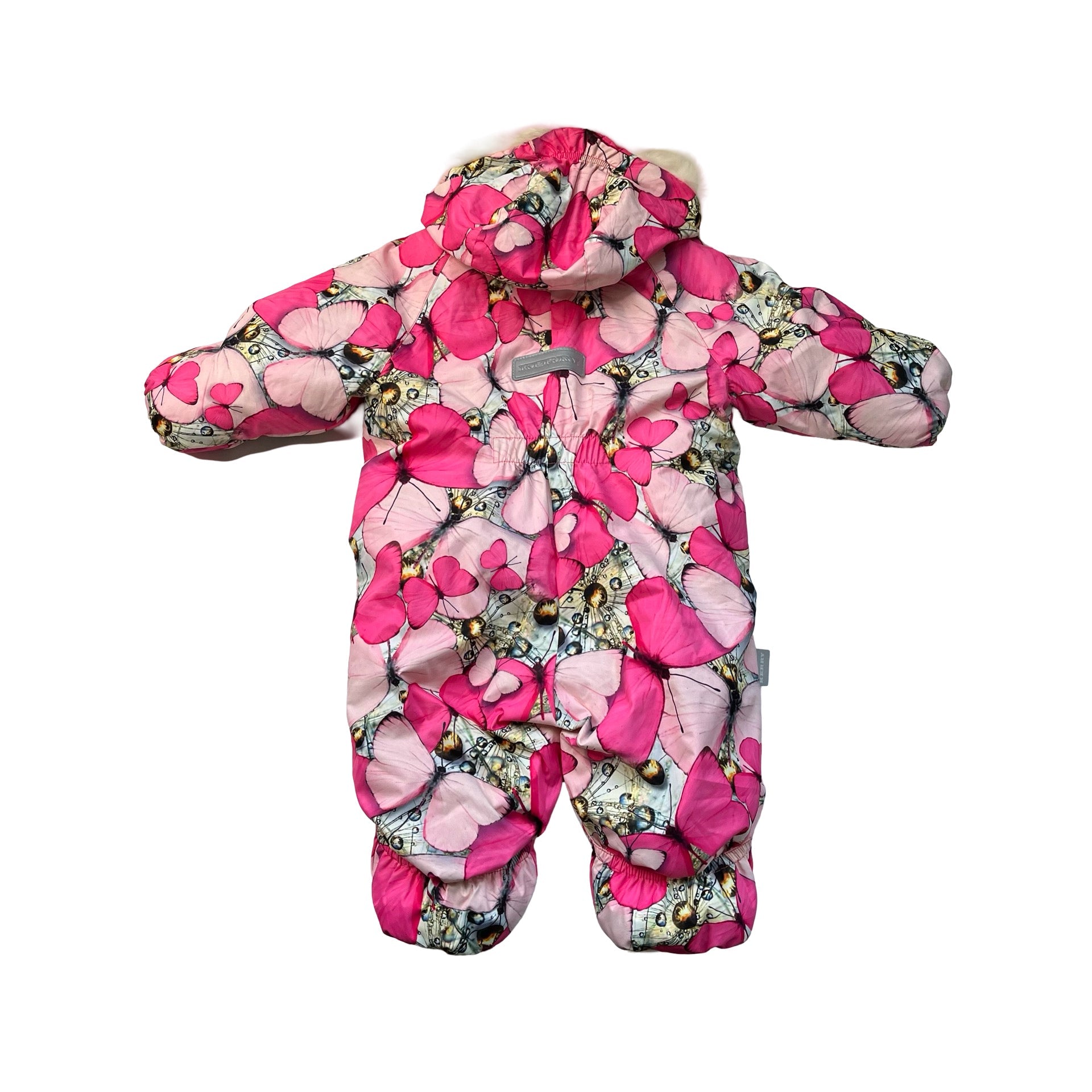 Kerry Baby Pink Butterfly Bunting, Faux Fur Trim - Size 68 (6 Mo) - Bounce Mkt