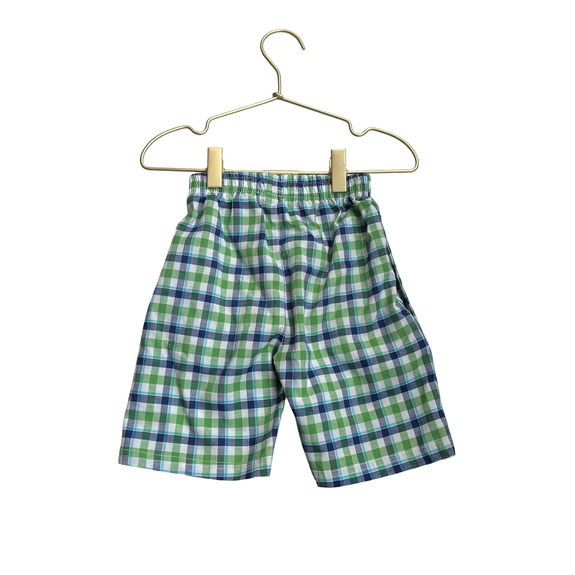 Kids Headquarters Green, Navy & Ivory Plaid Pull On Shorts - Size 4 - Bounce Mkt