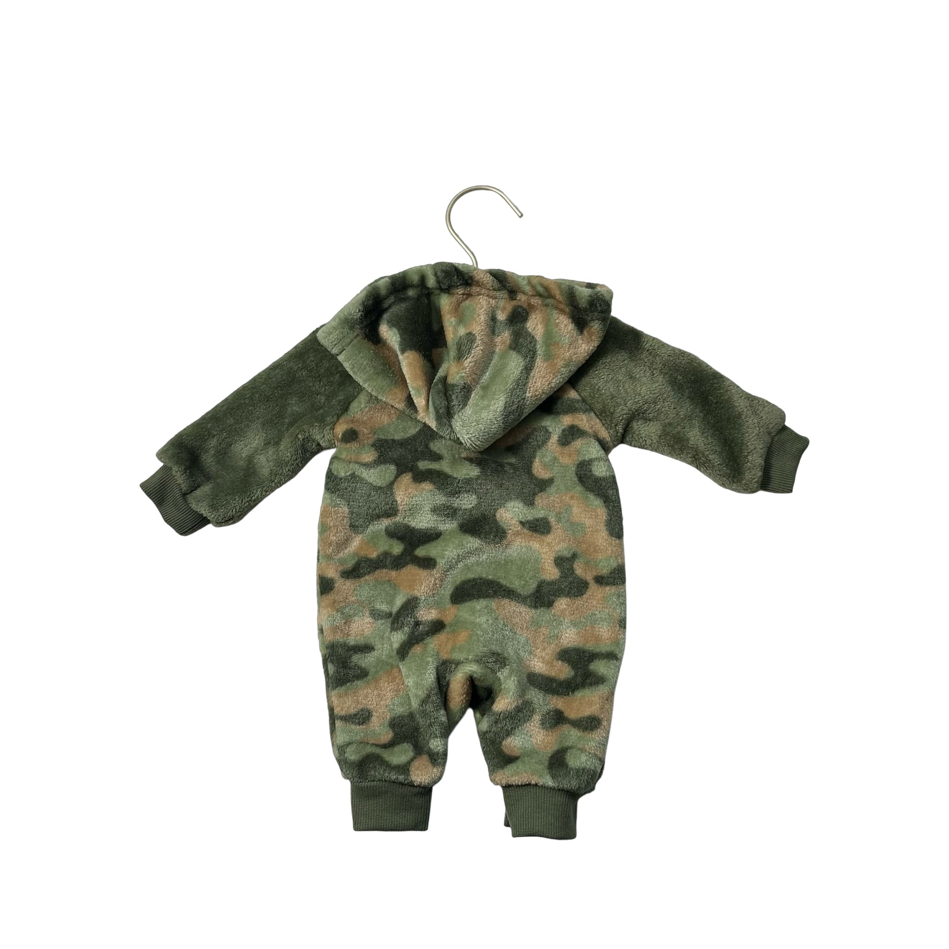 Kidtopia Green Camouflage Fleecec Hooded One Piece - Size Newborn - Bounce Mkt