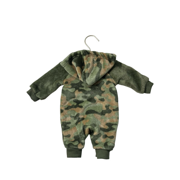 Kidtopia Green Camouflage Fleecec Hooded One Piece - Size Newborn - Bounce Mkt