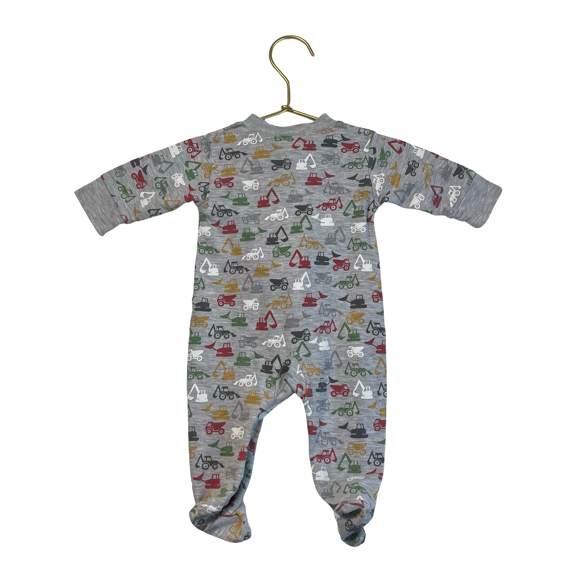 Kissy Kissy Gray Construction Truck Print Footie - Size 0 - 3 Mo - Bounce Mkt