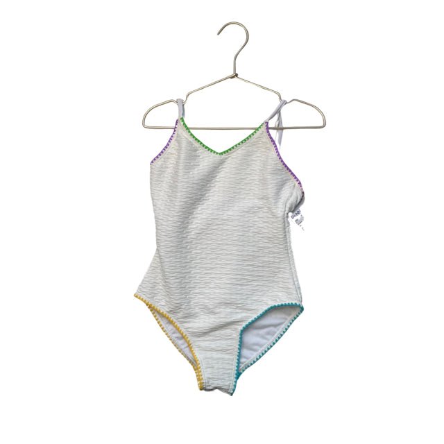 Limeapple White Swim Suit, Rainbow Trim with Tags - Size 8 - Bounce Mkt