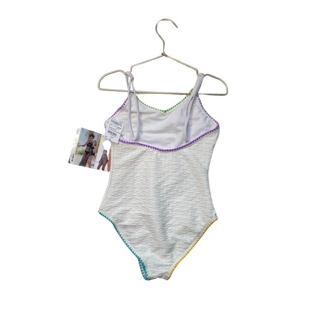 Limeapple White Swim Suit, Rainbow Trim with Tags - Size 8 - Bounce Mkt