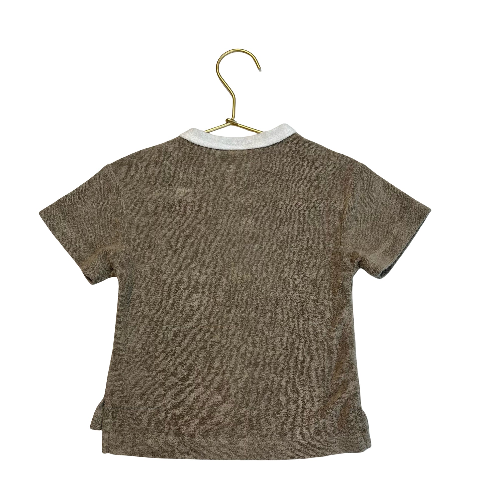 Little Bipsy Olive Green & Ivory Trim Terry Shirt - Size 6 - 12 Months - Bounce Mkt