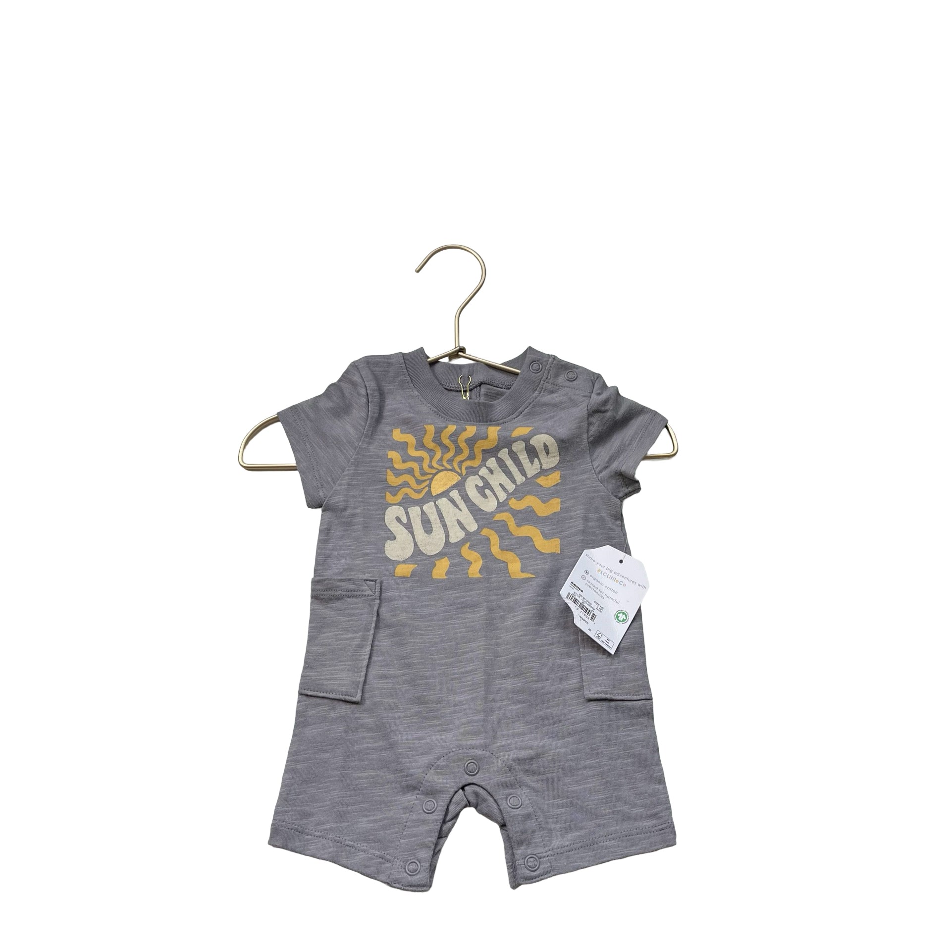 Little Co. by Lauren Conrad Gray & Yellow 'Sun Child' Romper w/Tag - Size Newborn - Bounce Mkt