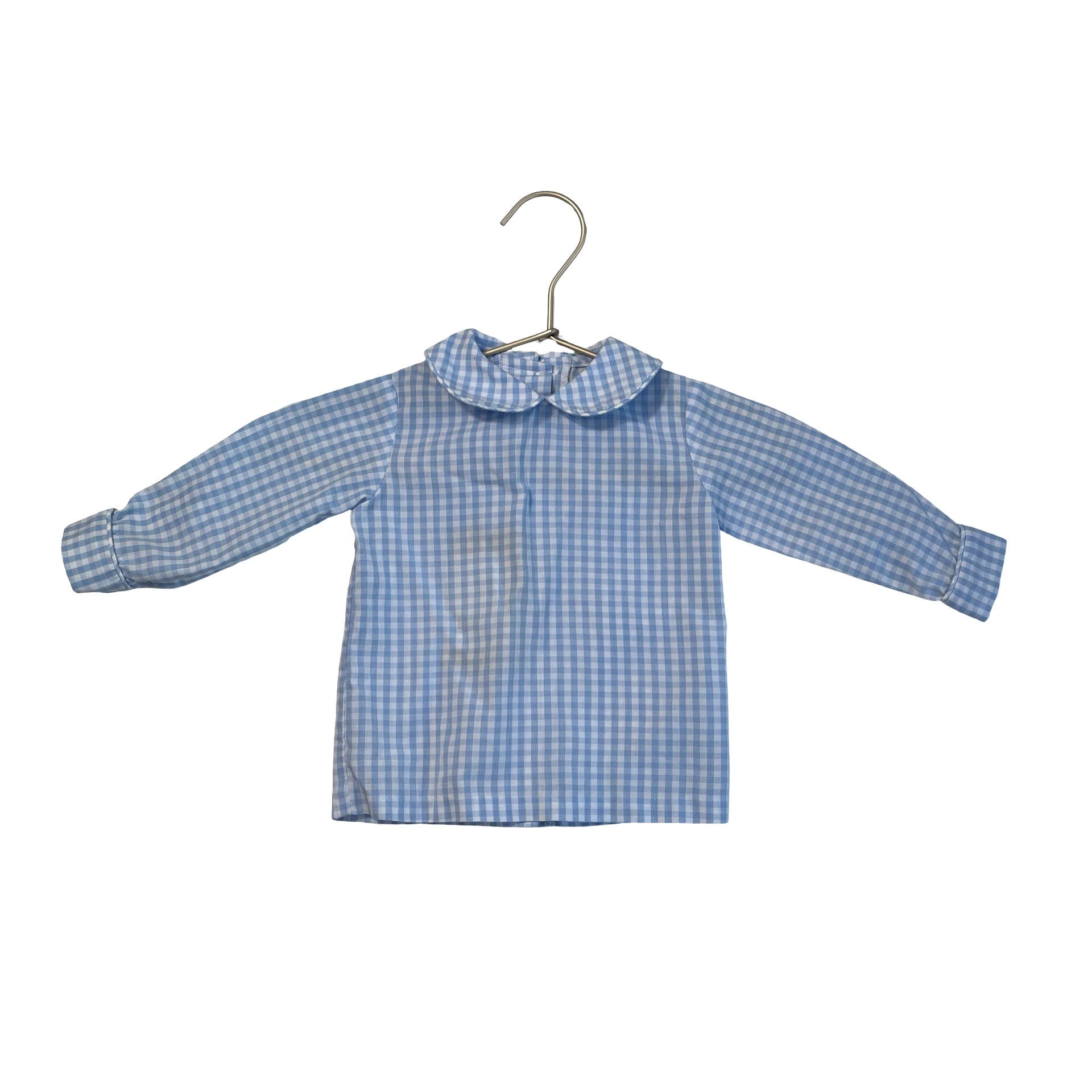 Little English Light Blue Gingham Blouse - Size 3 Mo - Bounce Mkt