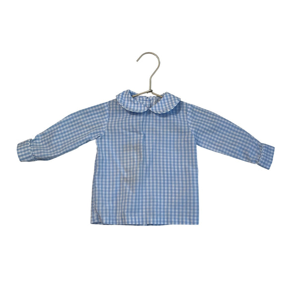 Little English Light Blue Gingham Blouse - Size 3 Mo - Bounce Mkt