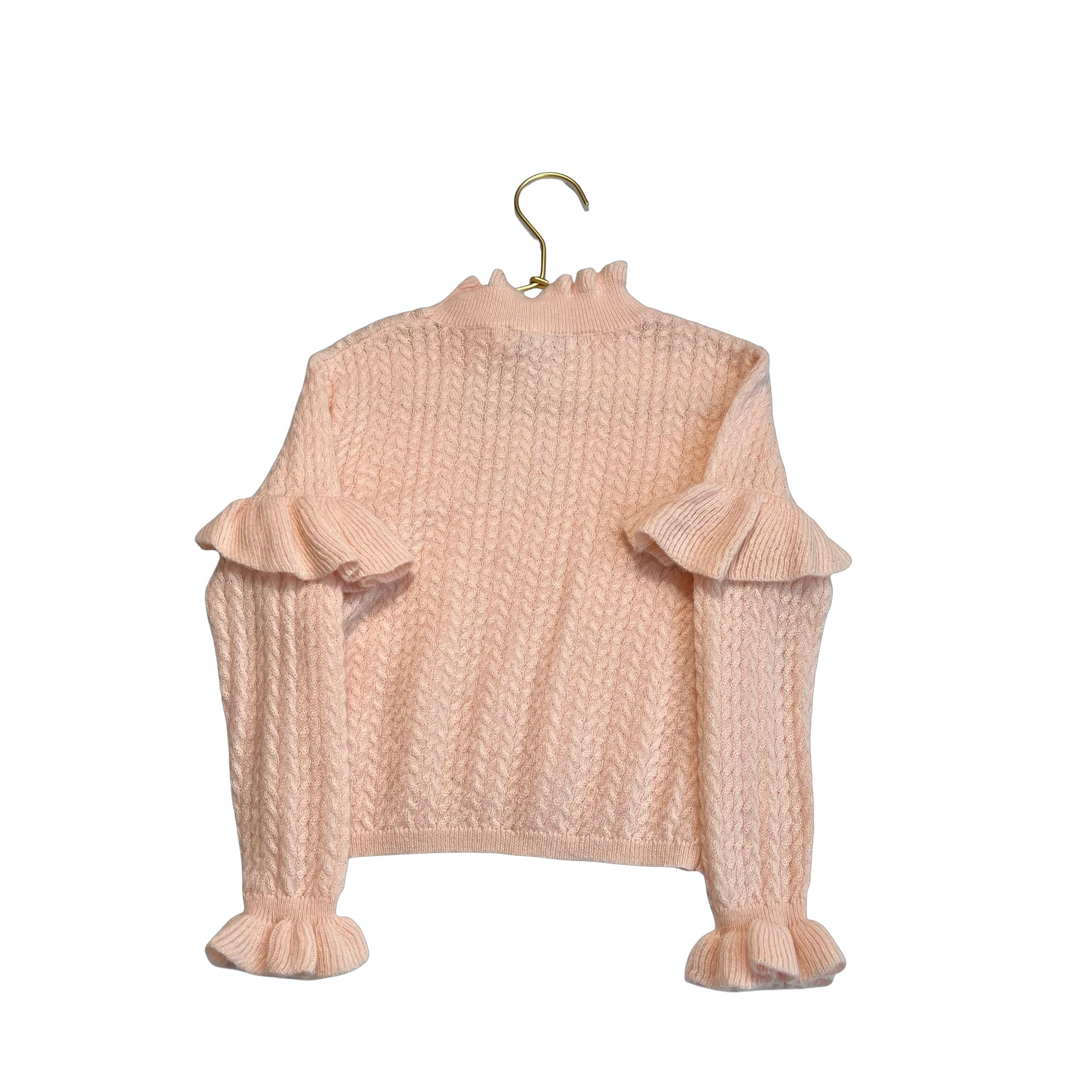 Louise Misha Light Peach Cable Ruffle Mock Neck Sweater - Size 4 - Bounce Mkt