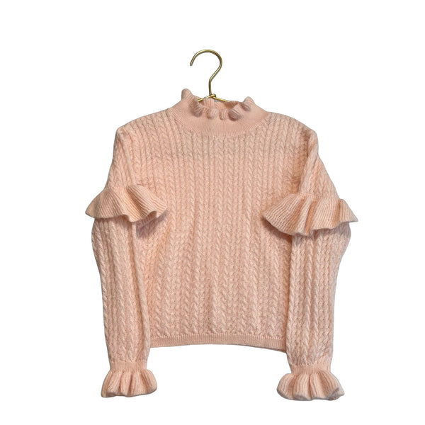 Louise Misha Light Peach Cable Ruffle Mock Neck Sweater - Size 4 - Bounce Mkt