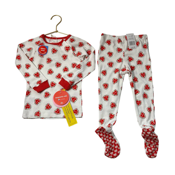 Magnetic Me Ivory & Red 'LOVE Language' Footie PJ Set with Tags - Size 18 - 24 Mo - Bounce Mkt