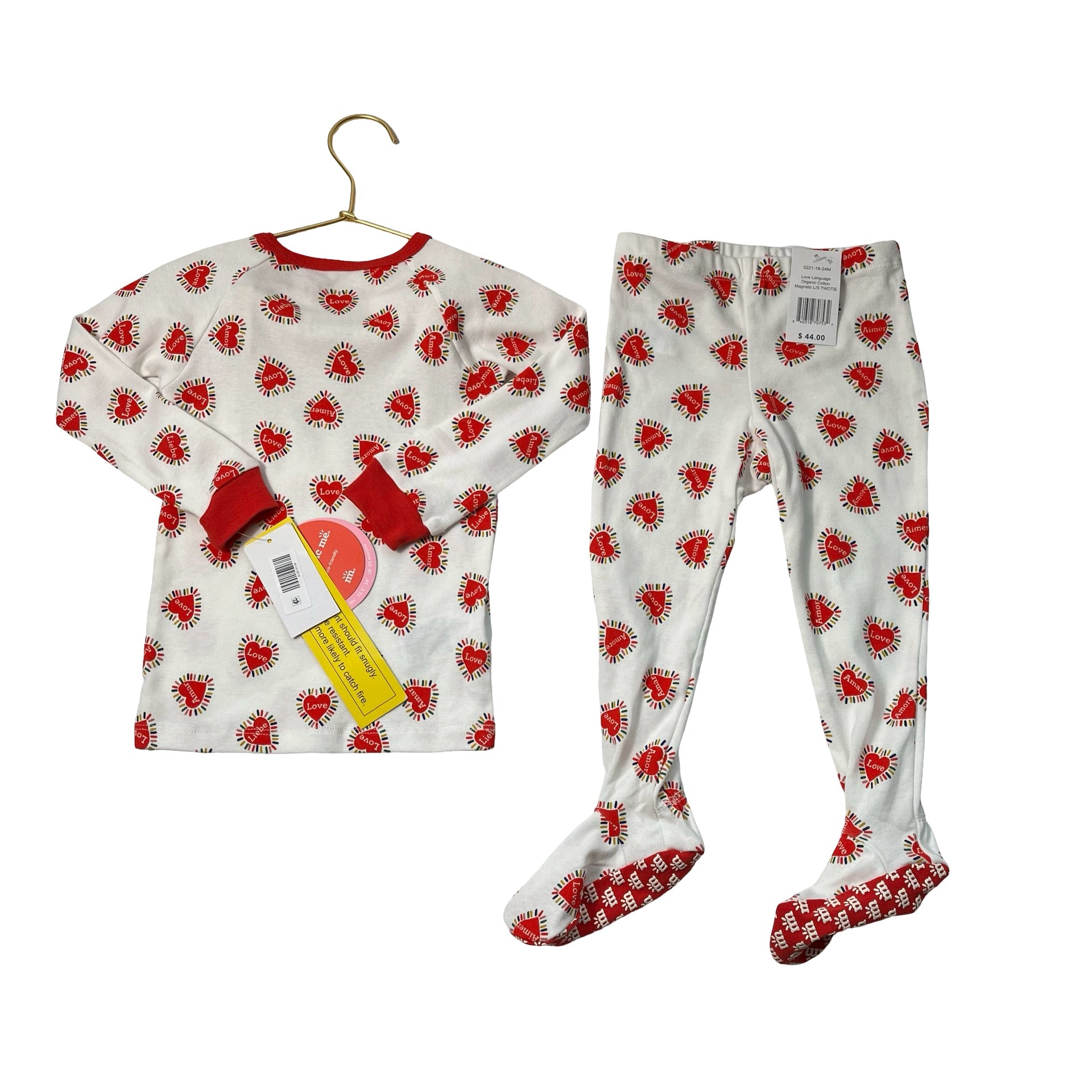 Magnetic Me Ivory & Red 'LOVE Language' Footie PJ Set with Tags - Size 18 - 24 Mo - Bounce Mkt