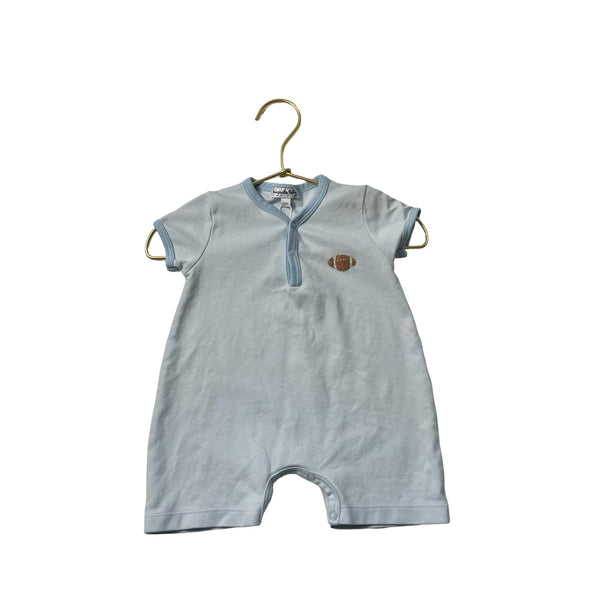 Magnolia Baby Light Blue Football Short Sleeve One Piece - Size 12 Months - Bounce Mkt