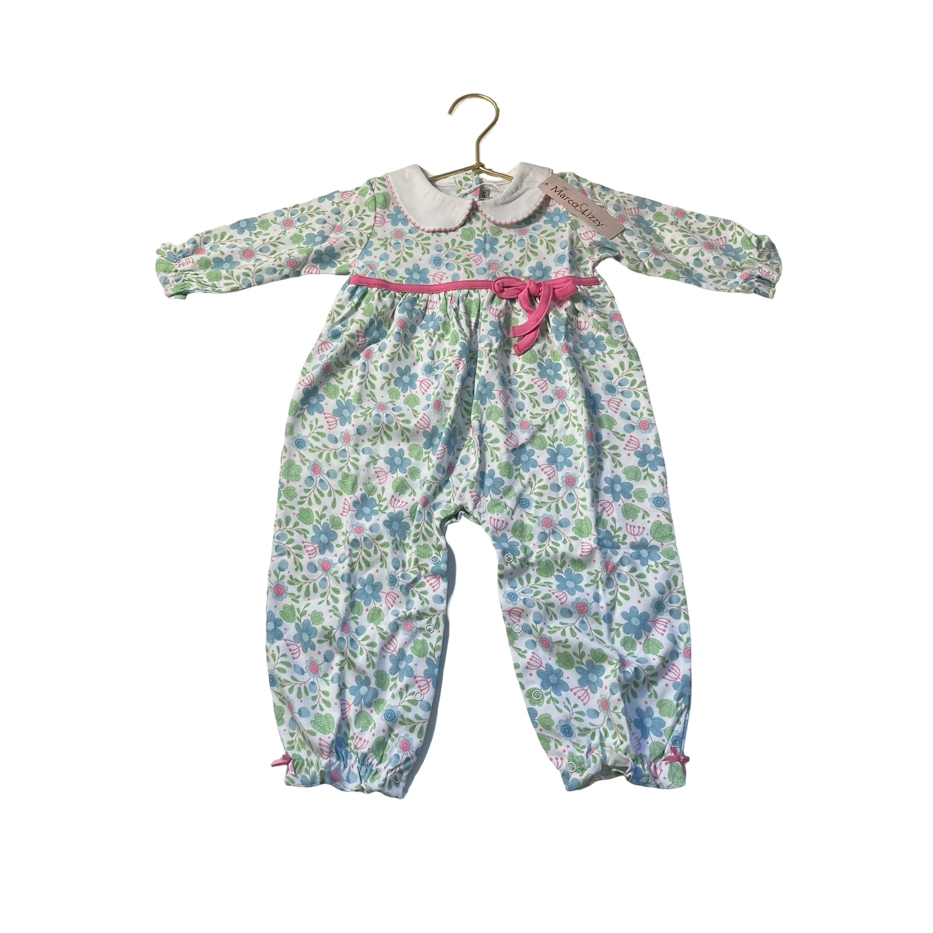 Marco & Lizzy Blue & Green Floral One - Piece with Tags - Size 9 Mo - Bounce Mkt