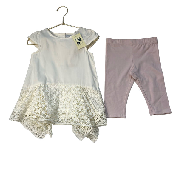 Max Studio Ivory Lace Trim Tunic & Lavender Leggings with Tags - Size 24 Mo - Bounce Mkt