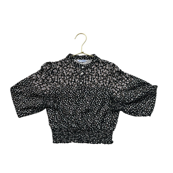 Mayoral Black, Ivory Tan Floral Blouse - Size 8 - Bounce Mkt