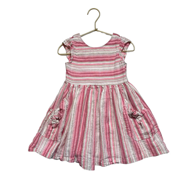 Mayoral Pink & Ivory Stripe Cap Sleeve Dress - Size 4 - Bounce Mkt