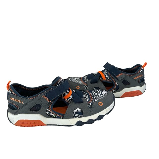 Merrell Navy & Orange 'Hydro Free Roam Monarch Chroma Sandal' - Size 3Y Big Kid - Bounce Mkt