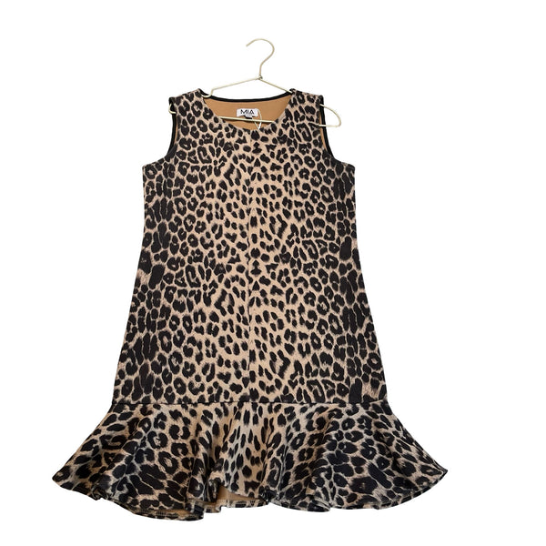 MIA New York Tan & Brown Leopard Print Faux Suede Dress - Size L 12 - Bounce Mkt