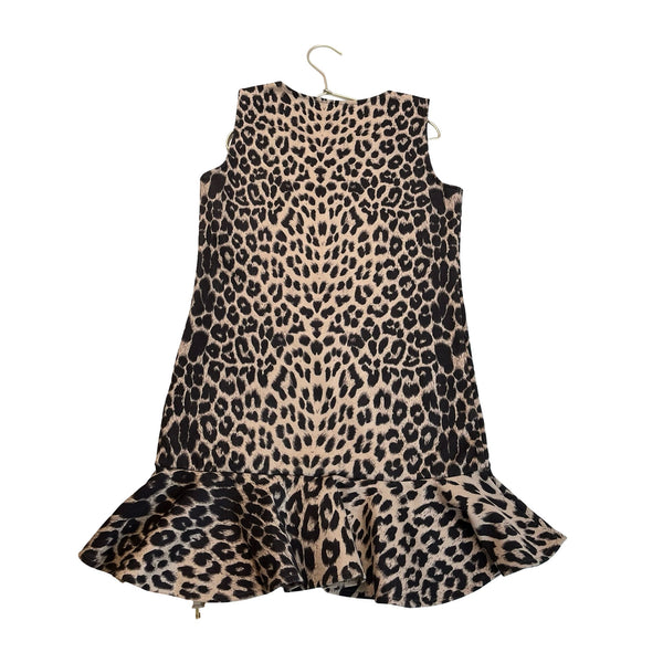 MIA New York Tan & Brown Leopard Print Faux Suede Dress - Size L 12 - Bounce Mkt