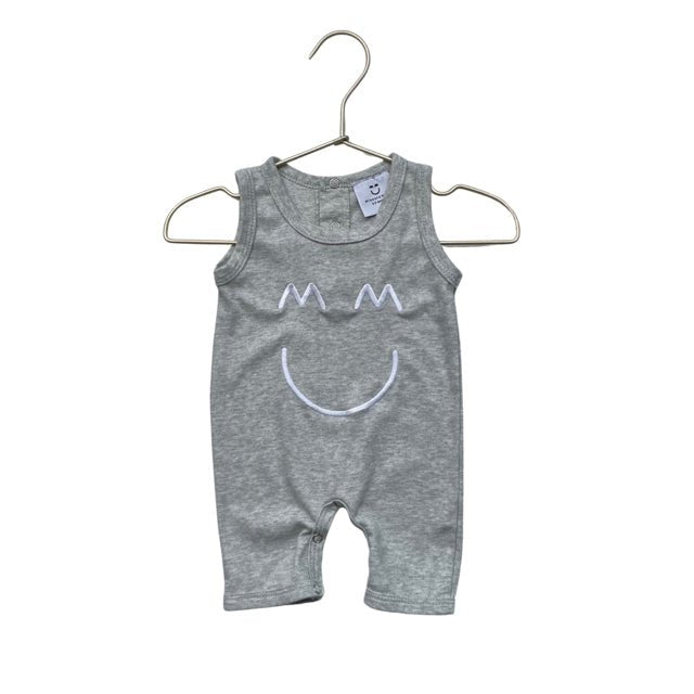 Miles and Milan Gray Smiley Romper - Size 0-3 Mo - Bounce Mkt