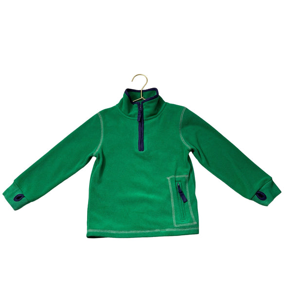 Mini Boden Green & Navy Trim 1/4 Zip Fleece Sweatshirt - Size 3 - Bounce Mkt