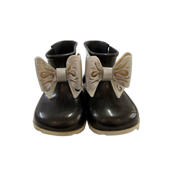 Mini Melissa Black & Ivory Bow Short Rain Boots - Size 10 - Bounce Mkt