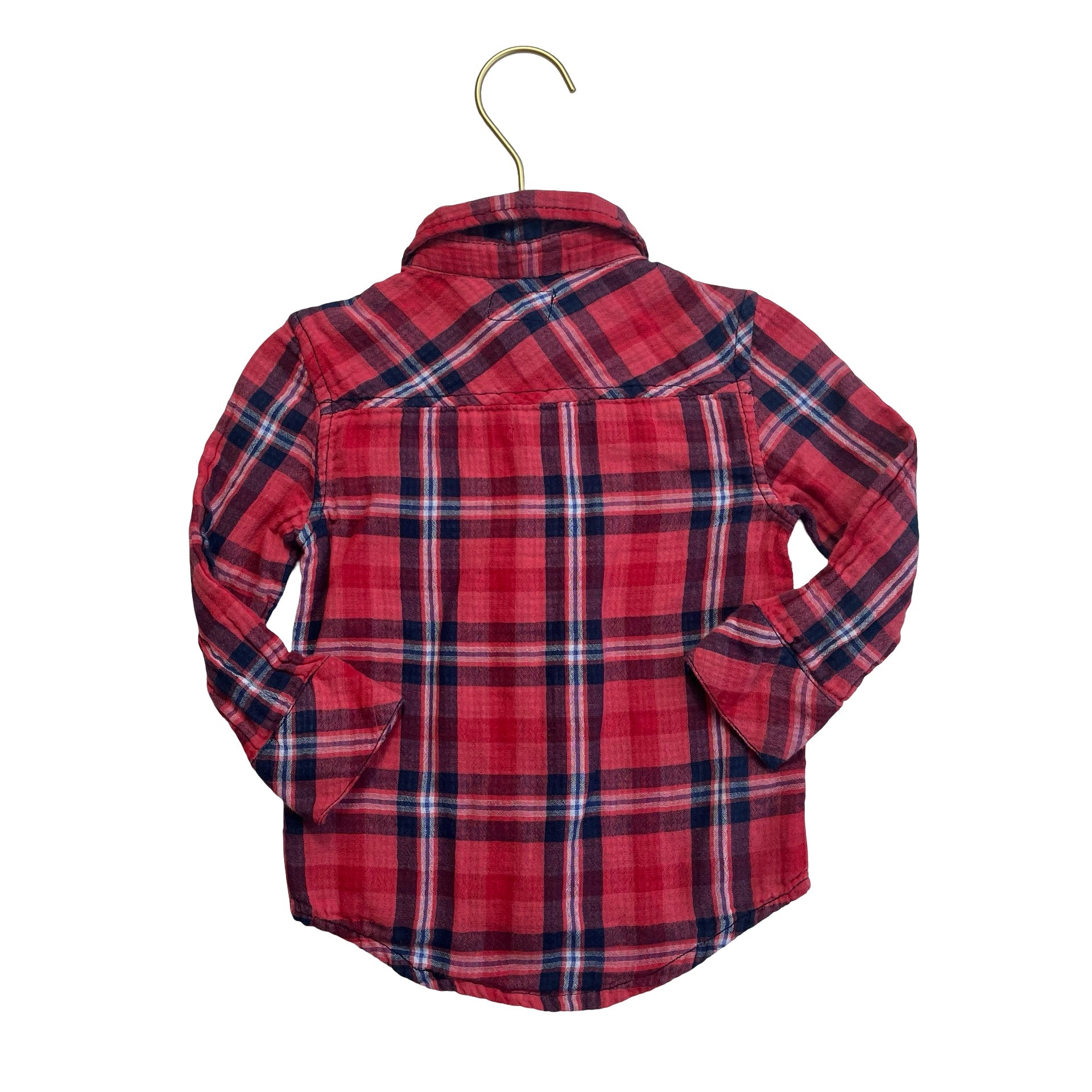 Mini Rebel Red & Navy Plaid Button Down Shirt - Size 18 - 24 Months - Bounce Mkt