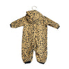 Mini Rodini Khaki & Black Leopard Fleece Hooded One Piece - Size 56/62(1 - 4 Mo) - Bounce Mkt