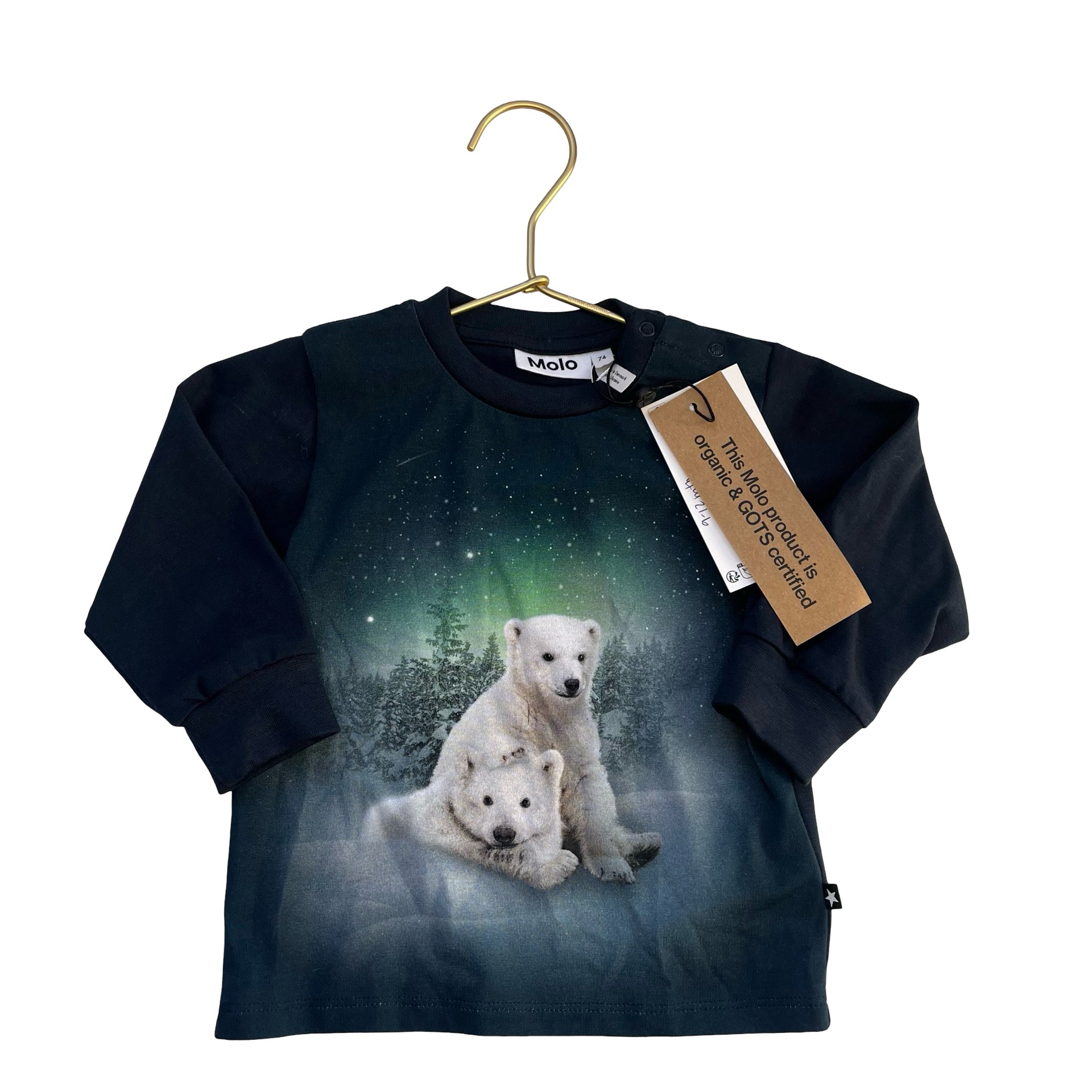 Molo Navy & Ivory Polar Bear Long Sleeve Shirt with Tag - Size 9 - 12 Months - Bounce Mkt