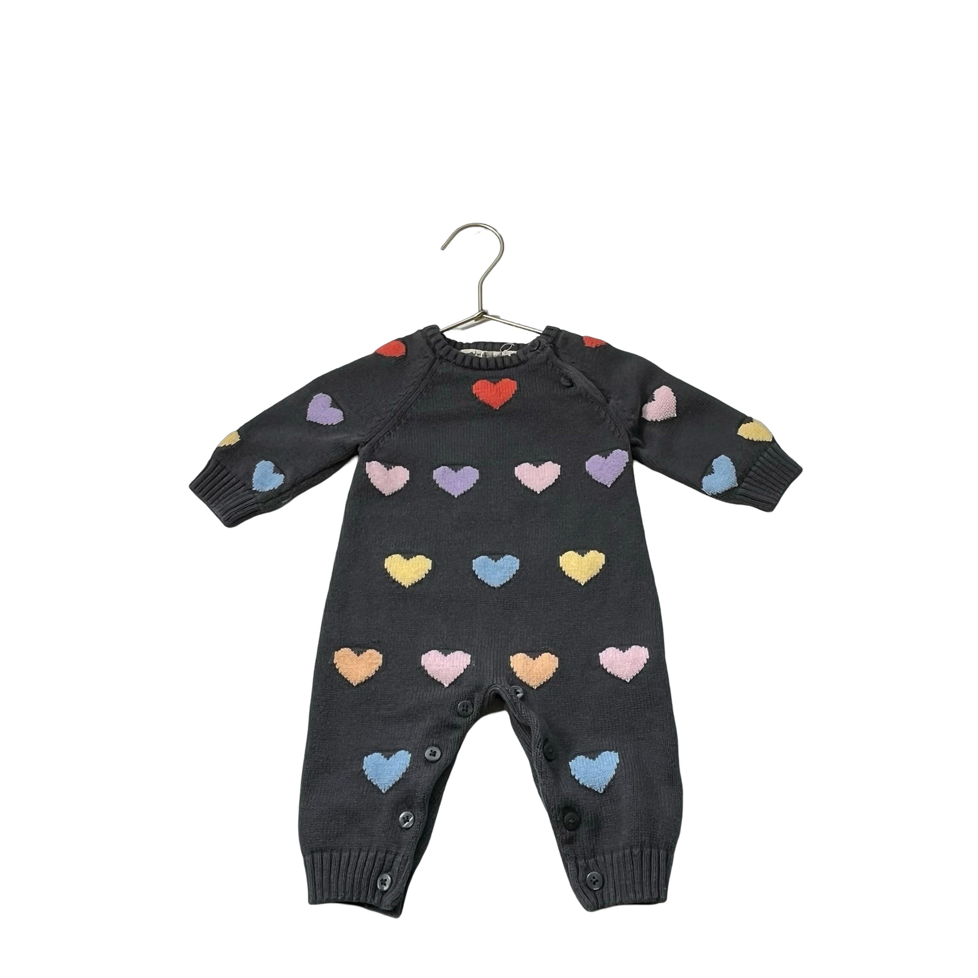 Monica + Andy Gray & Multi Color Heart Sweater One Piece - Size 3 - 6 Months - Bounce Mkt