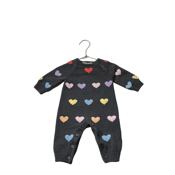 Monica + Andy Gray & Multi Color Heart Sweater One Piece - Size 3 - 6 Months - Bounce Mkt