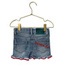Monnalisa Red, White, Green Trim Denim Shorts - Size 2 - Bounce Mkt