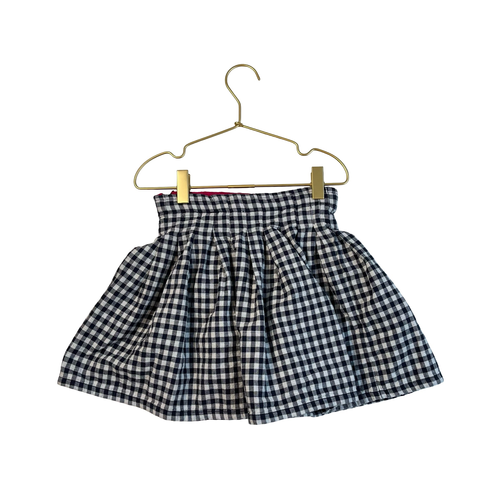 Monoprix Navy & White Gingham Pleated Skirt - Size 6 - Bounce Mkt