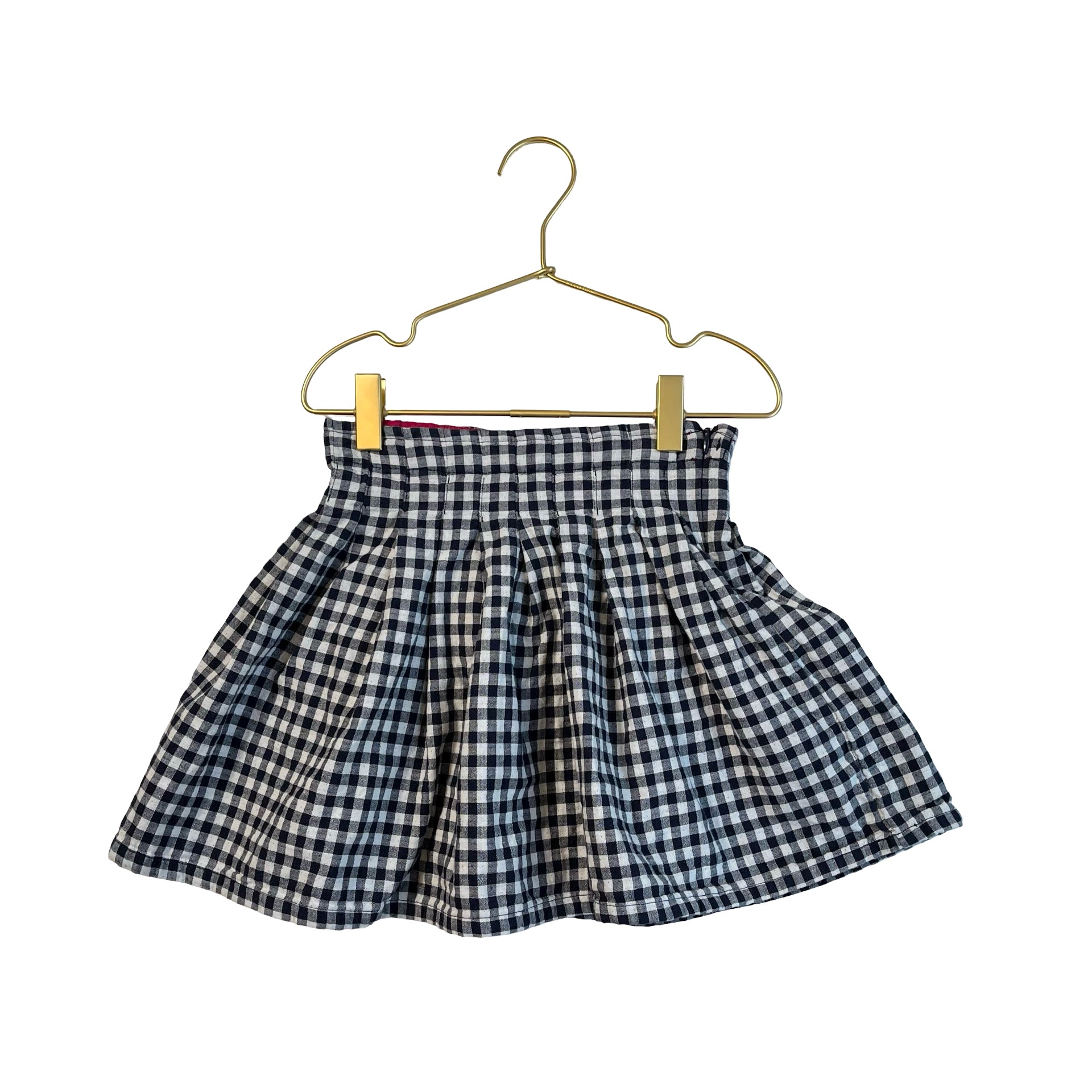 Monoprix Navy & White Gingham Pleated Skirt - Size 6 - Bounce Mkt