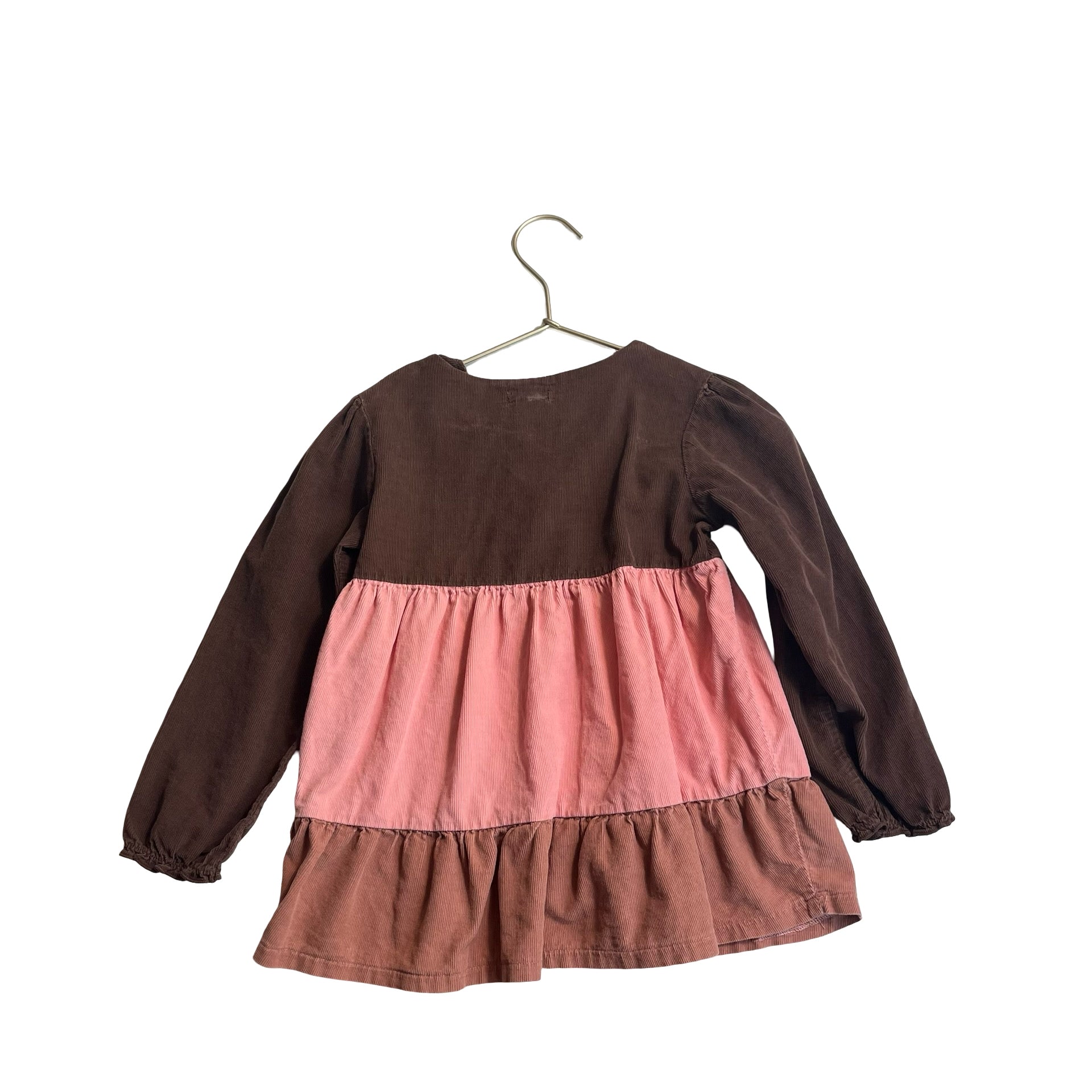 Mud Pie Brown & Pink Stripe Corduroy Long Sleeve Shirt - Size 5 - Bounce Mkt