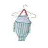 Mud Pie Light Blue Striped Pink Flamingo Swim Suit - Size 12 - 18 Mo - Bounce Mkt