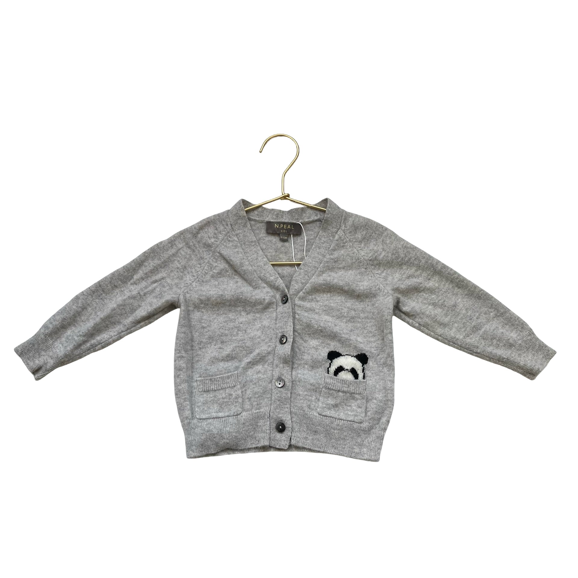 N. Peal Gray 100% Cashmere Panda Cardigan - Size 9 - 12 Mo - Bounce Mkt