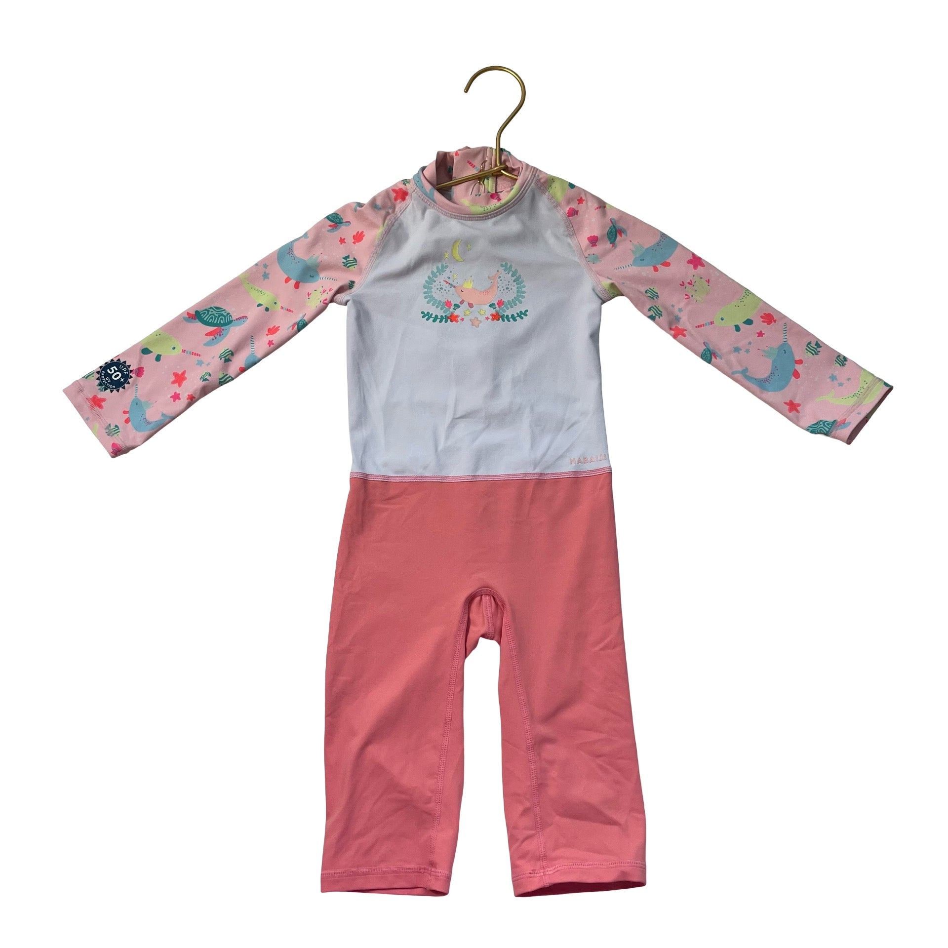 Nabaiji Peach & White Narwhal Swim Suit - Size 12 - 18 Mo Estimated - Bounce Mkt