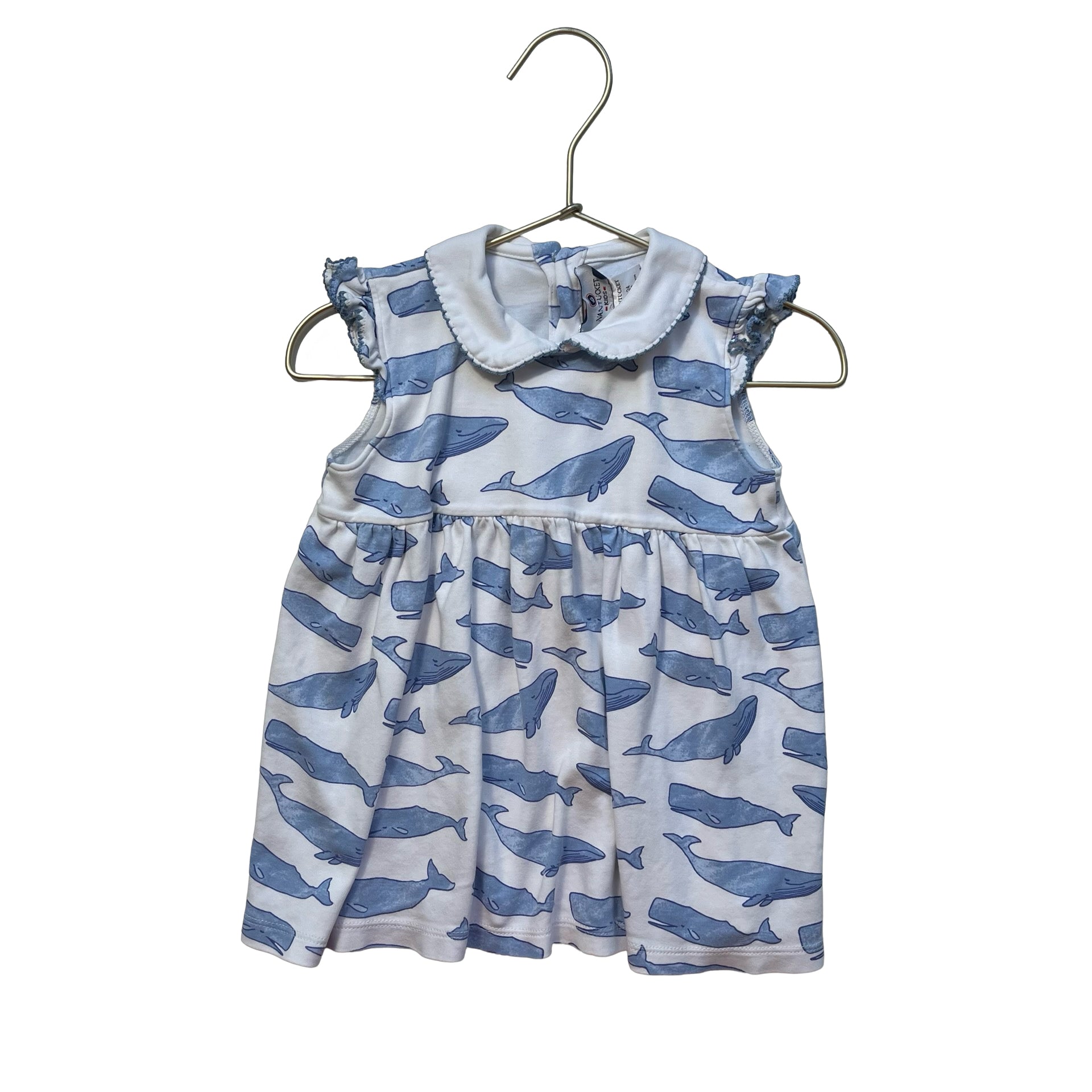 Nantucket Kids Ivory & Blue Whale Print Sleeveless Dress - Size 18 - 24 Months - Bounce Mkt