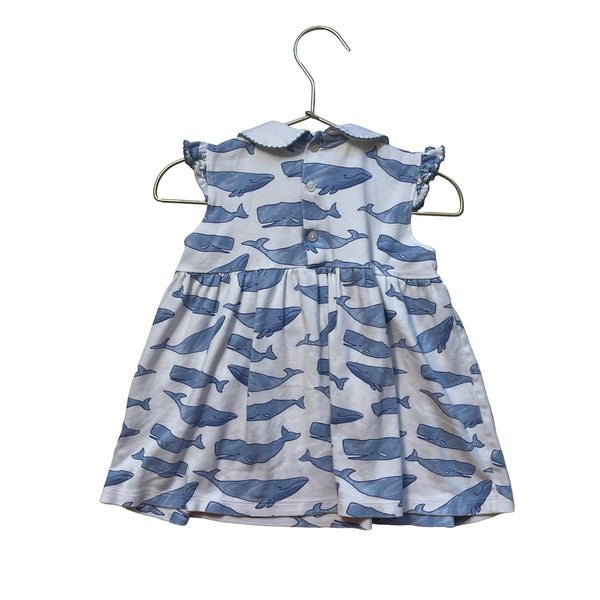 Nantucket Kids Ivory & Blue Whale Print Sleeveless Dress - Size 18 - 24 Months - Bounce Mkt