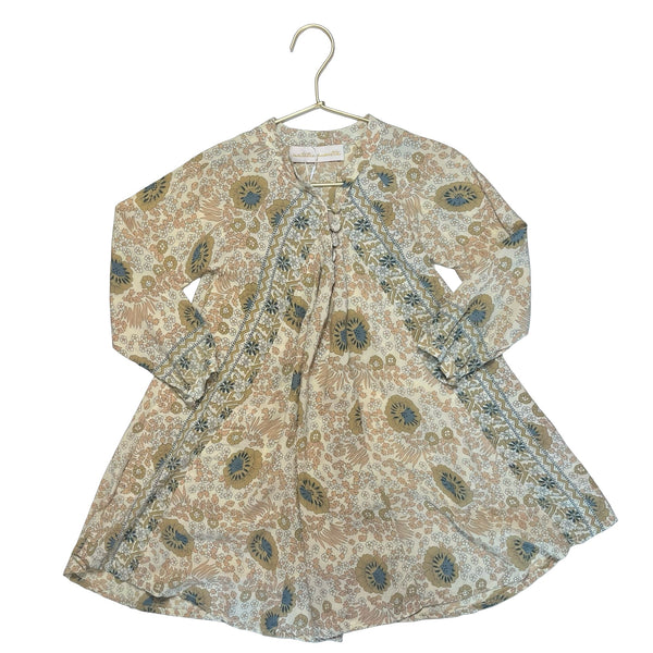 Natalie Martin Ivory, Tan & Blue Floral Dress - Size S - Bounce Mkt