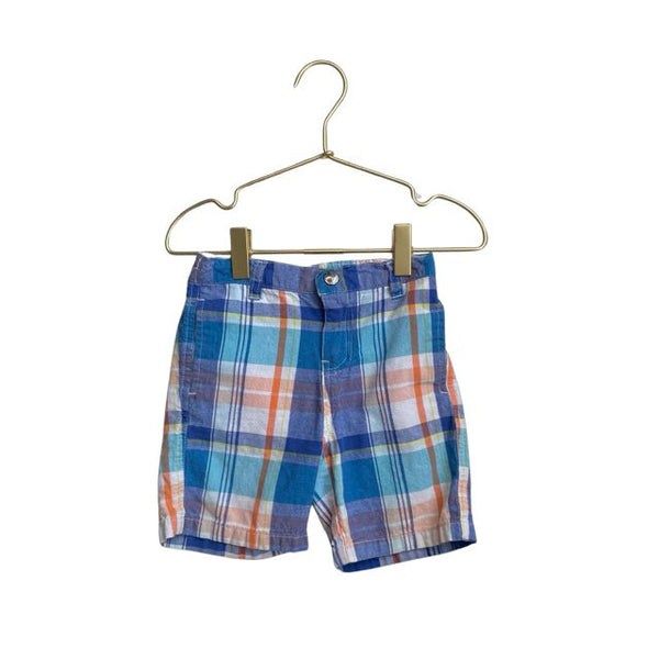 Nautica Blue, Orange & Ivory Plaid Shorts - Size 18 - 24 Months - Bounce Mkt