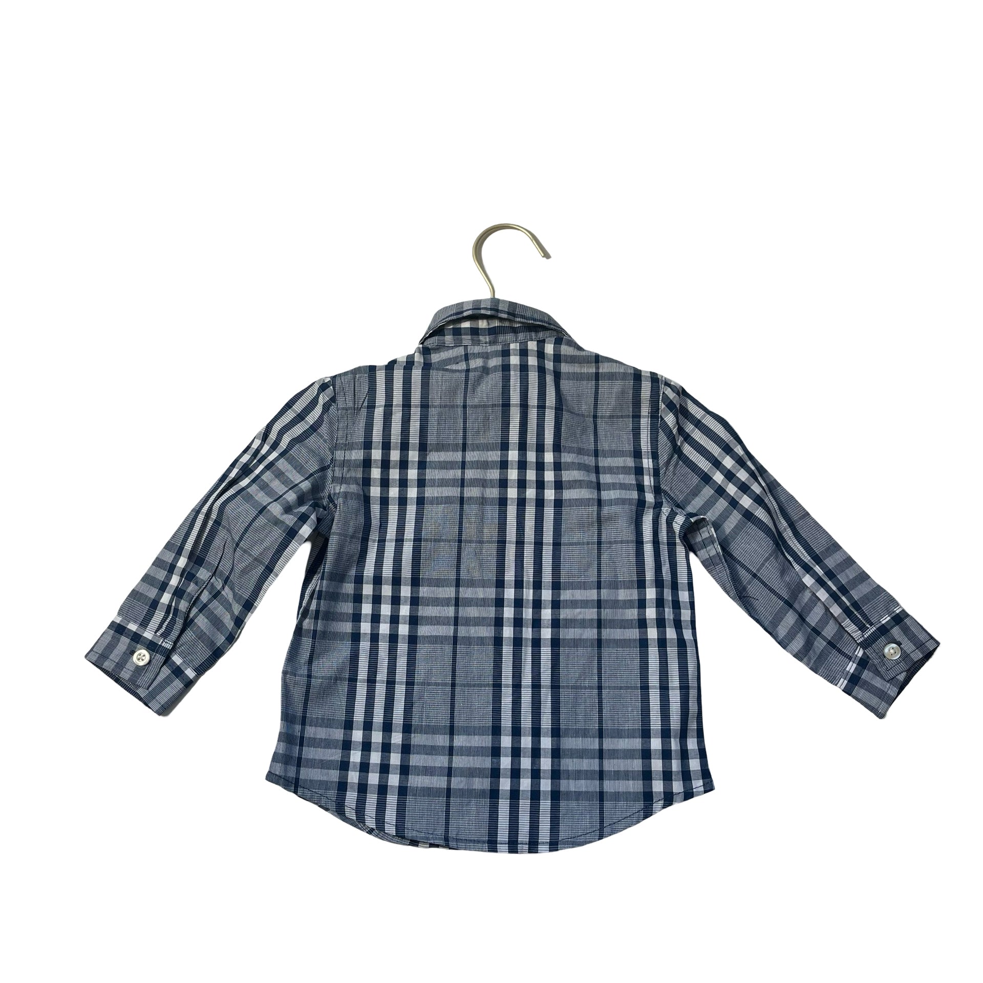 Nautica Navy & White Plaid Button Down with Tags - Size 24 Mo - Bounce Mkt