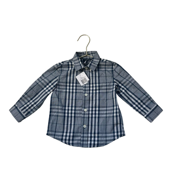 Nautica Navy & White Plaid Button Down with Tags - Size 24 Mo - Bounce Mkt