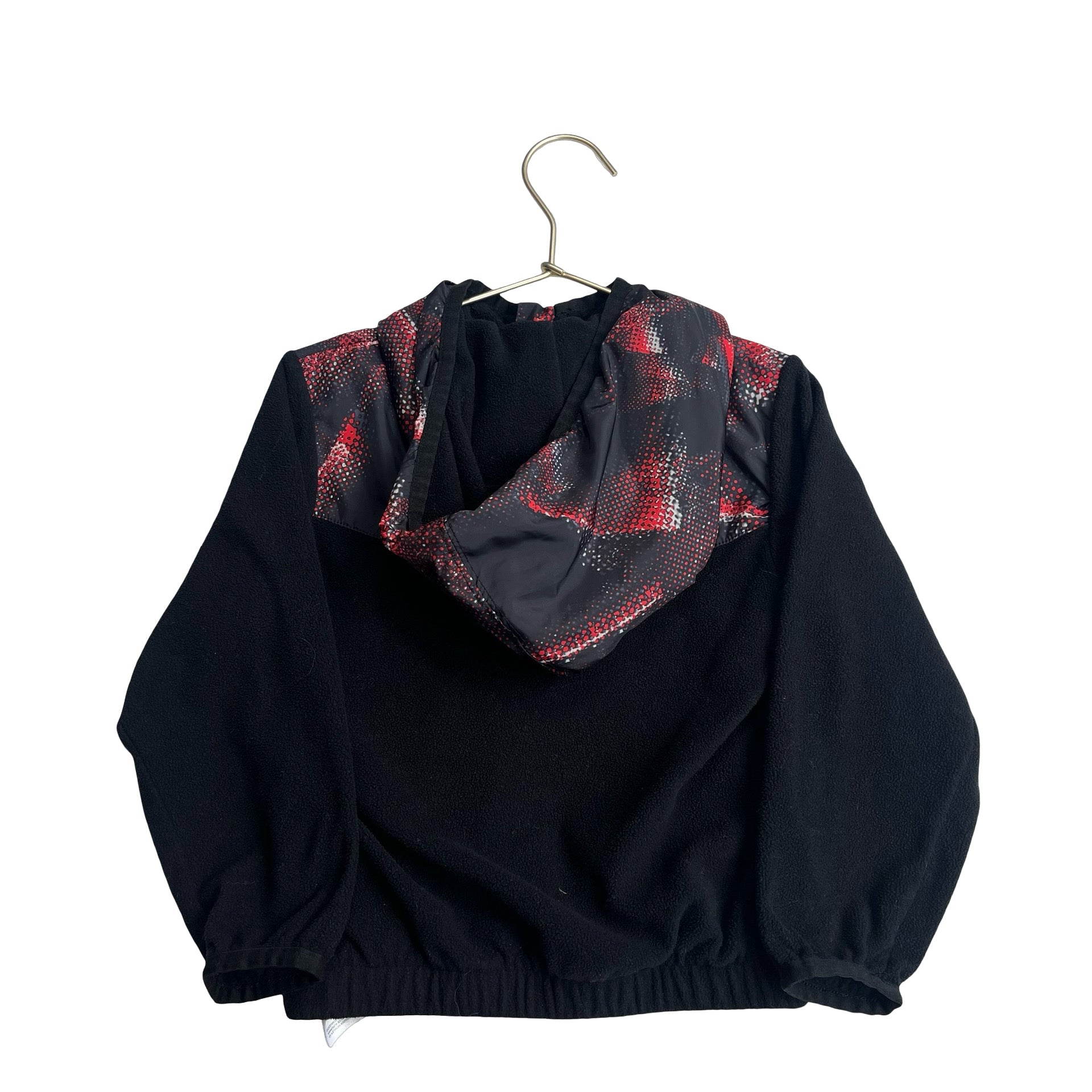 Nike Black & Red Texture Pattern Fleece Hooded Sweatshirt - Size 3 - Bounce Mkt