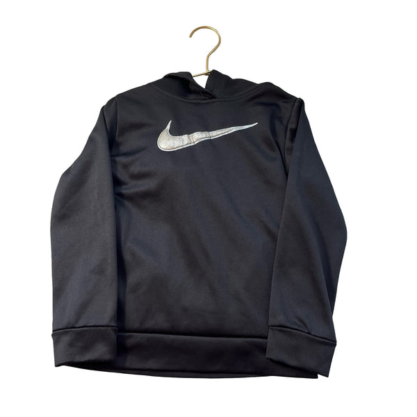 Nike Black & Silver Logo Hooded Sweatshirt - Size 6 - Bounce Mkt